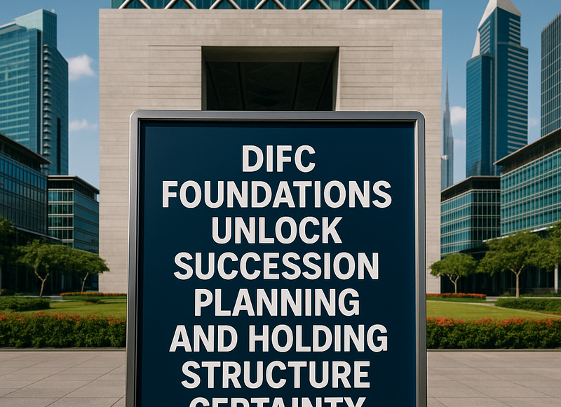 Diagram of DIFC foundation structure for holding and succession planning in UAE.