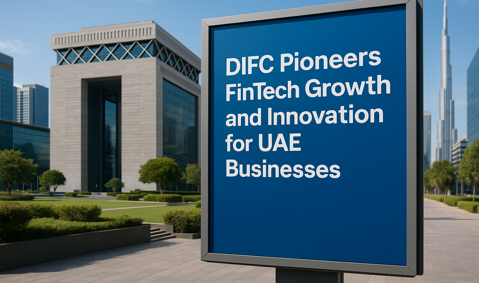 DIFC skyline with digital fintech icons overlay, symbolizing regulatory and tech innovation.