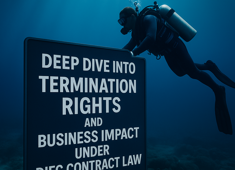 Legal professionals reviewing DIFC contract termination policies in a UAE office.