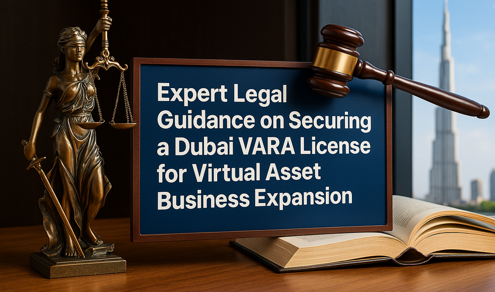 Illustrated overview of Dubai VARA license application process with compliance highlights.