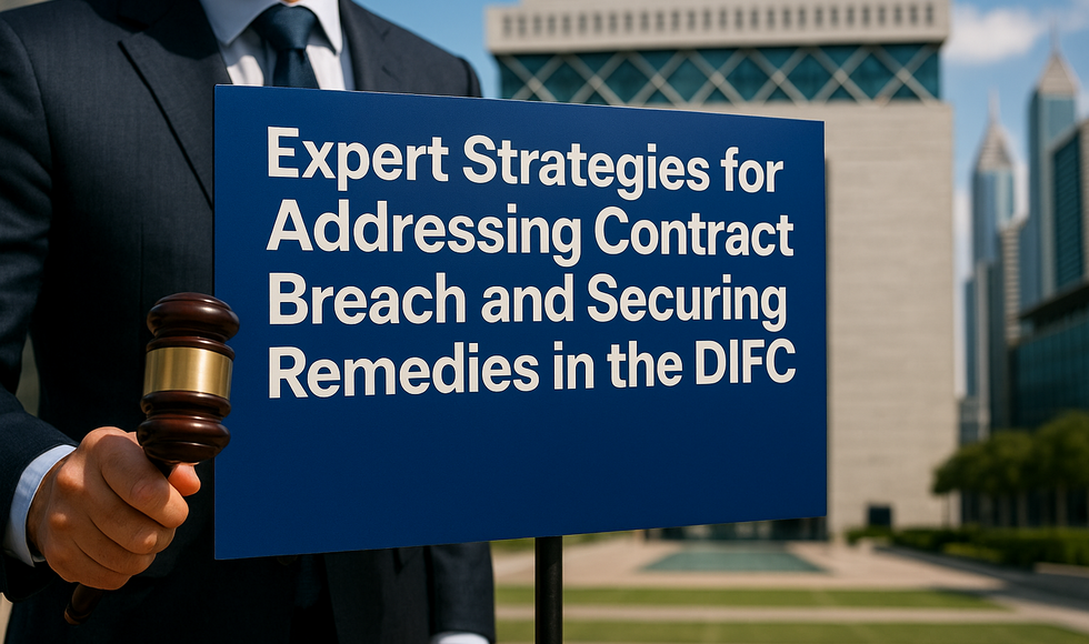 Business professionals in DIFC reviewing contract breach compliance checklists