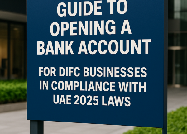 Business professionals at DIFC meeting with bankers to discuss account opening compliance
