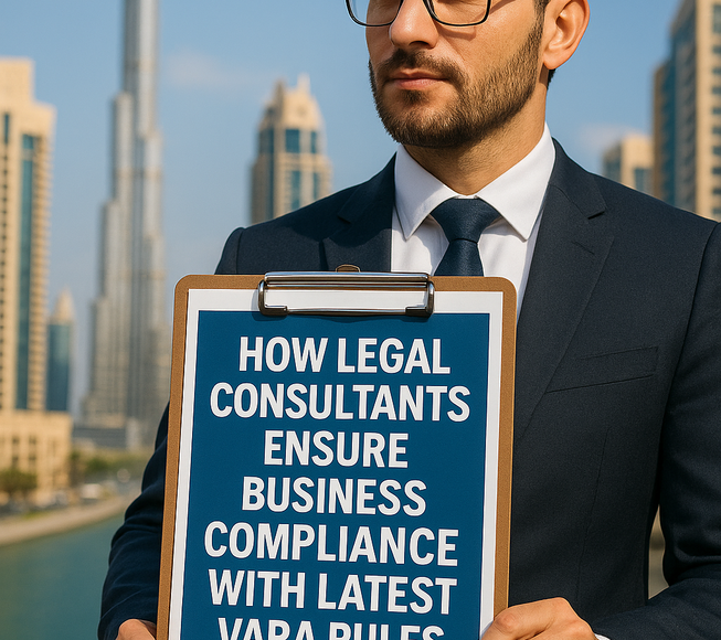 UAE legal consultant reviewing VARA compliance checklist with business executive