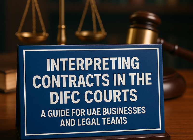 Courtroom with legal documents and business professionals in Dubai DIFC