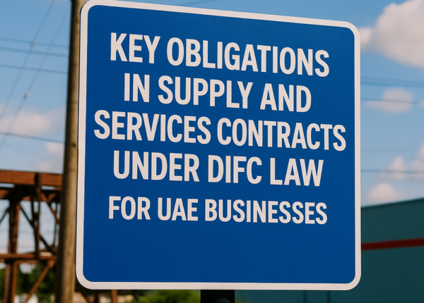 Business professionals reviewing DIFC supply and services contract obligations