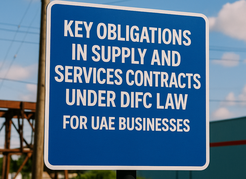 Business professionals reviewing DIFC supply and services contract obligations