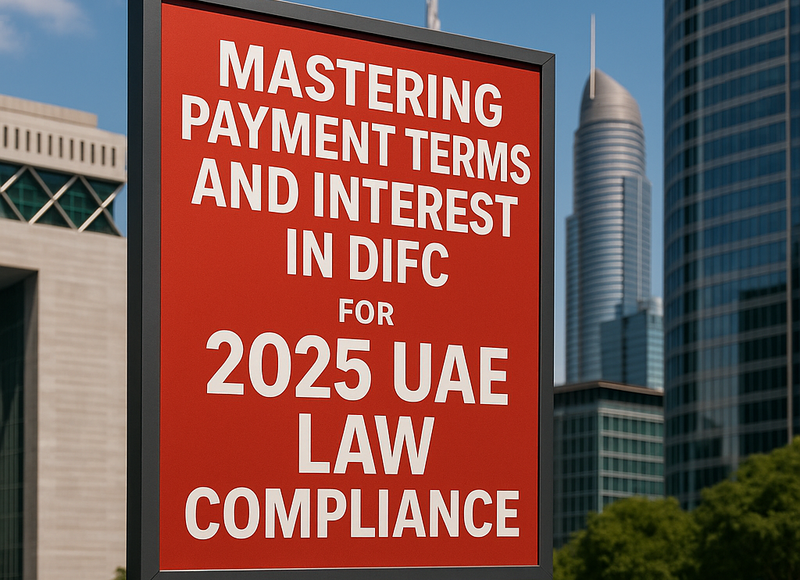 Modern office in DIFC with business professionals discussing contract compliance
