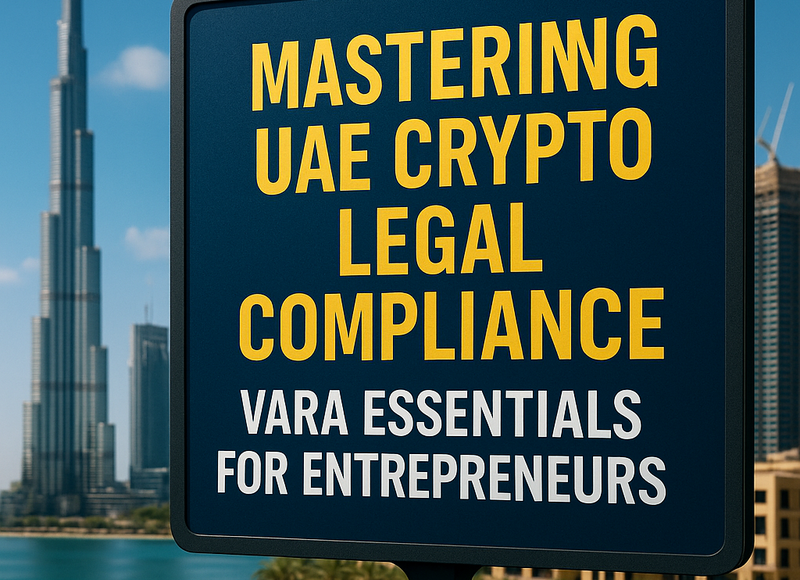 Professional illustration showing UAE crypto entrepreneurs reviewing VARA compliance guidelines on digital tablets