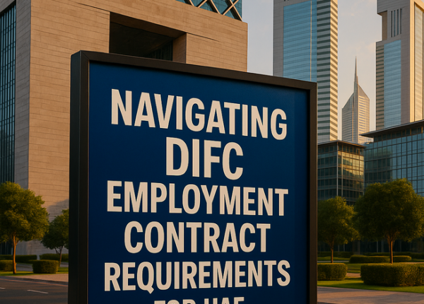 HR manager reviewing DIFC employment contract compliance checklist in office