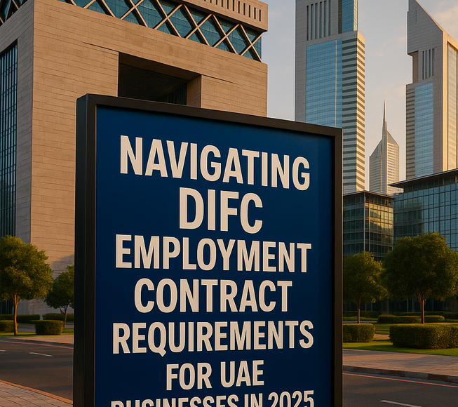 HR manager reviewing DIFC employment contract compliance checklist in office