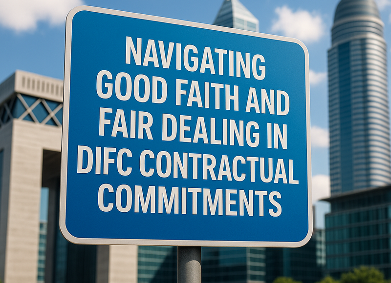 Legal professionals in DIFC reviewing contract compliance obligations on good faith