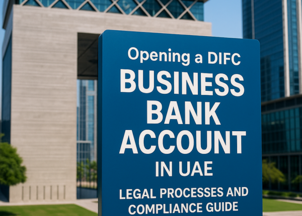 Flowchart showing the steps for opening a business bank account in the DIFC UAE