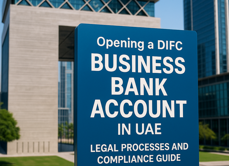 Flowchart showing the steps for opening a business bank account in the DIFC UAE