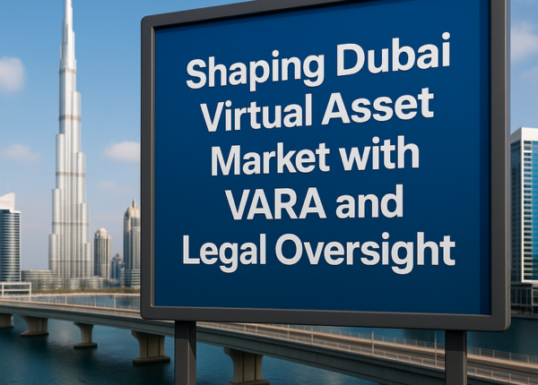 Dubai skyline with digital assets and legal documents overlays illustrating regulatory oversight