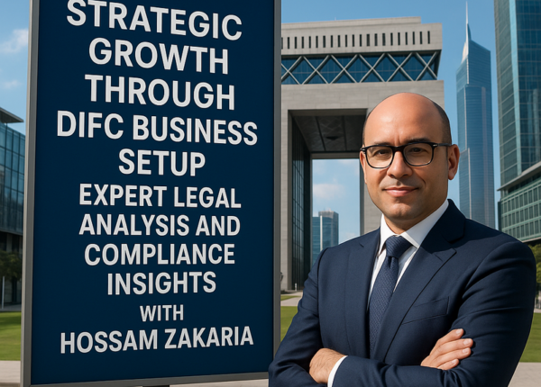 Panoramic skyline view of DIFC Dubai with modern office towers symbolizing financial and legal excellence