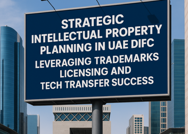Legal consultant reviewing IP strategy and compliance documents in Dubai DIFC office
