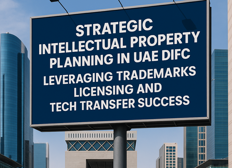 Legal consultant reviewing IP strategy and compliance documents in Dubai DIFC office