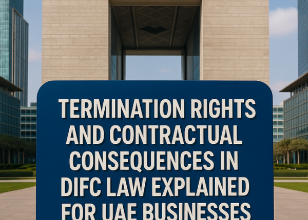 Legal consultant analyzing DIFC contract law termination rights and consequences