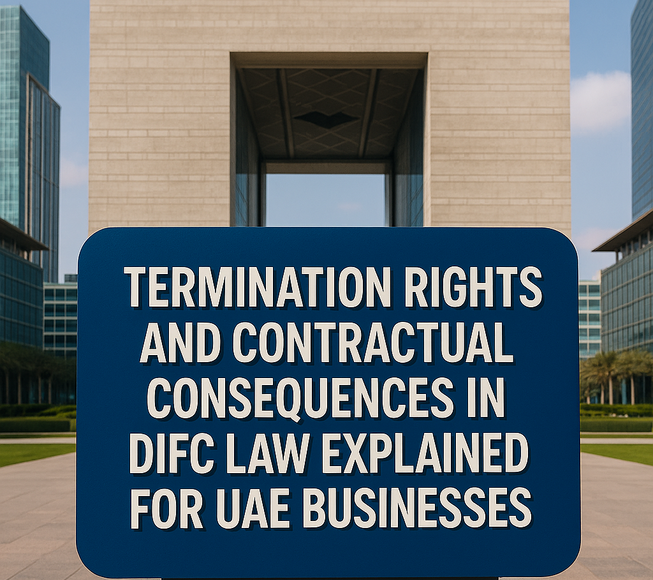 Legal consultant analyzing DIFC contract law termination rights and consequences