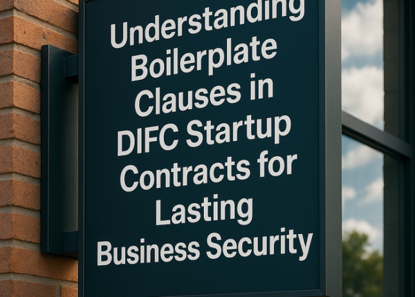DIFC startup founders reviewing a vendor contract with essential legal clauses highlighted