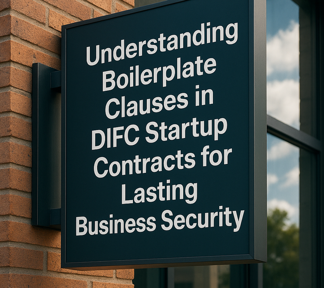 DIFC startup founders reviewing a vendor contract with essential legal clauses highlighted