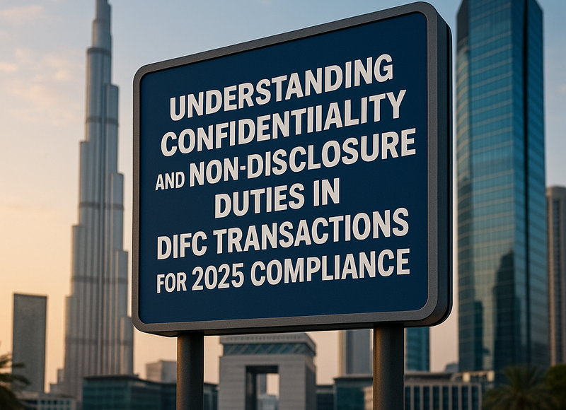 DIFC financial district with business professionals ensuring legal compliance