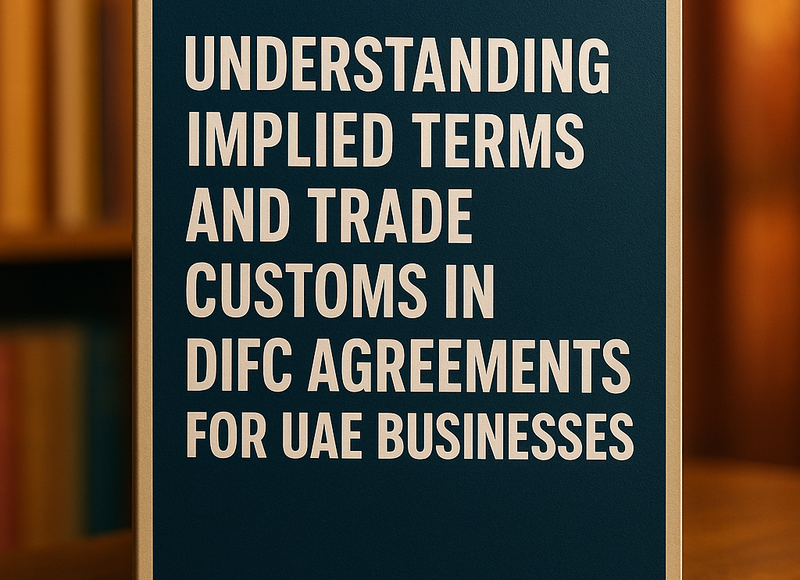 Lawyer reviewing DIFC contract terms with business team in modern Dubai office.