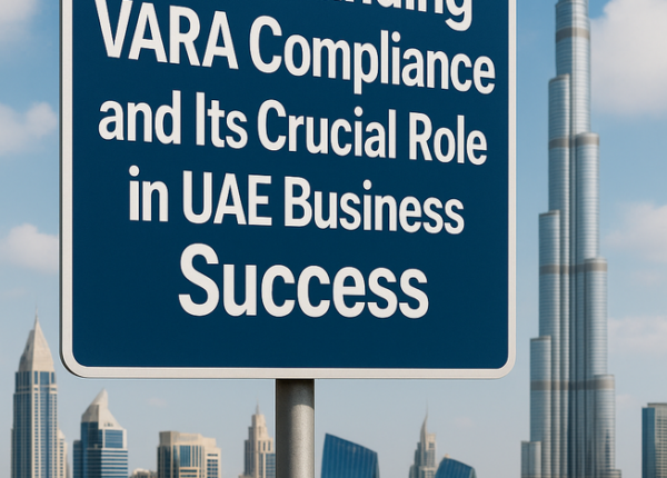 Modern UAE office with legal documents and virtual asset compliance charts