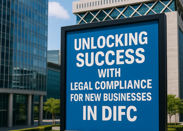 Modern skyscrapers in DIFC legal district symbolizing new business compliance in Dubai