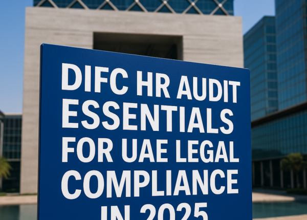 Infographic displaying a comprehensive DIFC HR audit checklist and UAE compliance process for 2025