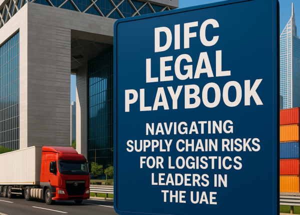 UAE logistics CEO reviewing a DIFC legal compliance checklist in a boardroom