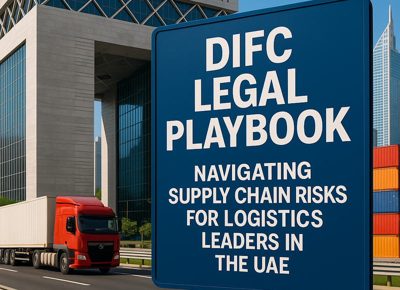 UAE logistics CEO reviewing a DIFC legal compliance checklist in a boardroom