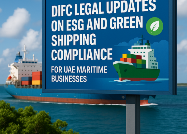 Infographic outlining ESG and green shipping compliance steps for UAE maritime firms