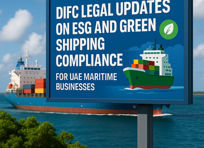Infographic outlining ESG and green shipping compliance steps for UAE maritime firms