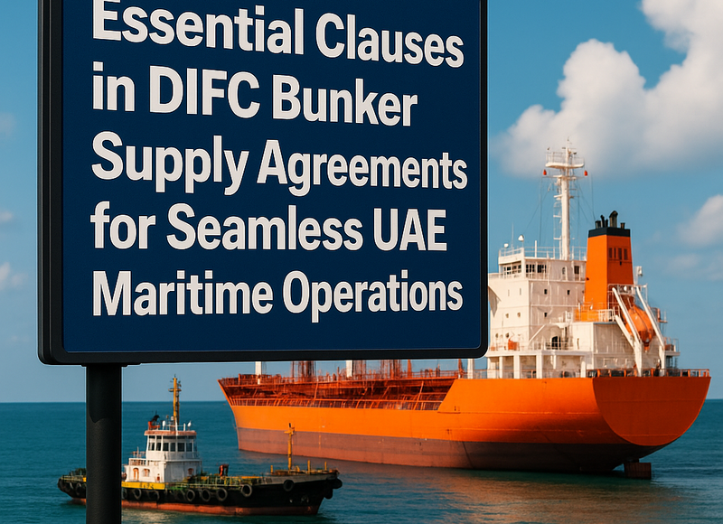 Maritime contract document being reviewed by legal consultant in DIFC UAE