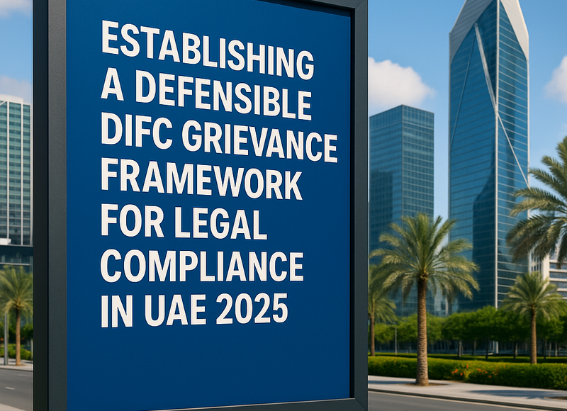Flowchart of DIFC grievance procedure steps from complaint intake to resolution and appeal