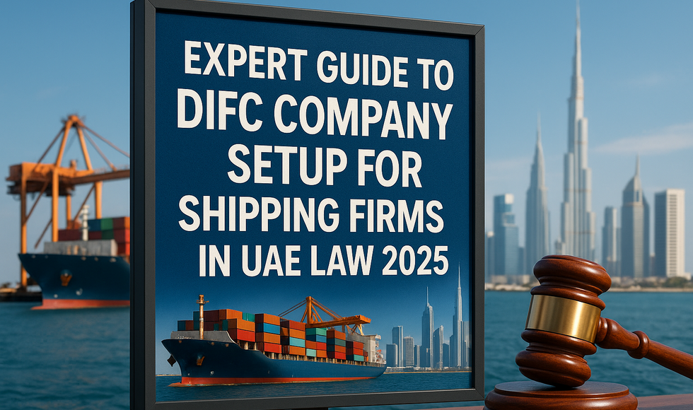 Business professionals reviewing DIFC company setup documents for UAE shipping firm