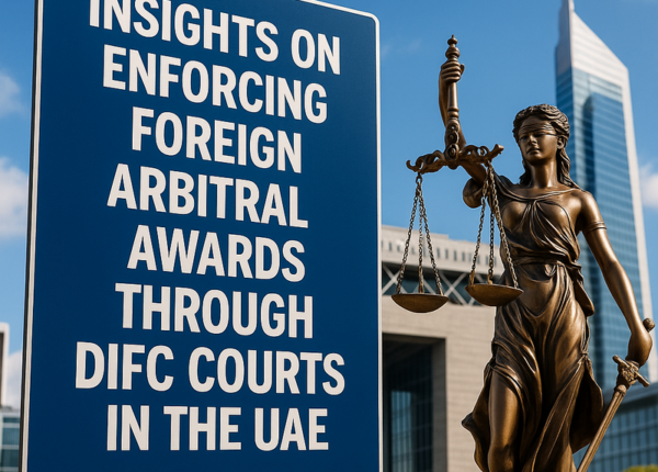 Diagram showing DIFC process for enforcing foreign arbitral awards in the UAE