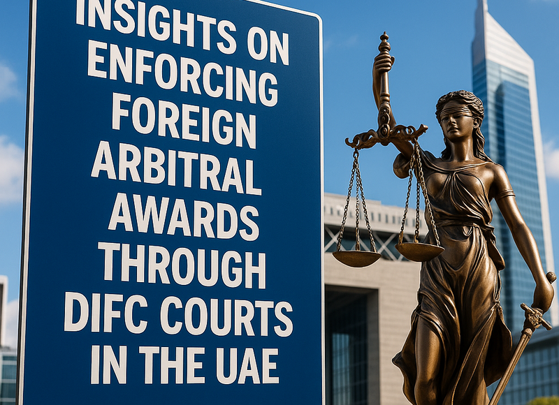 Diagram showing DIFC process for enforcing foreign arbitral awards in the UAE