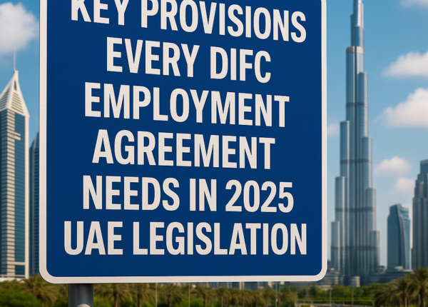 Legal consultants reviewing DIFC employment contract clauses in UAE office