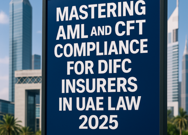 Graphic showing DIFC insurers compliance steps for AML and CFT under UAE law 2025