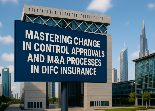 Infographic showing DFSA consent process for change-in-control in DIFC insurance