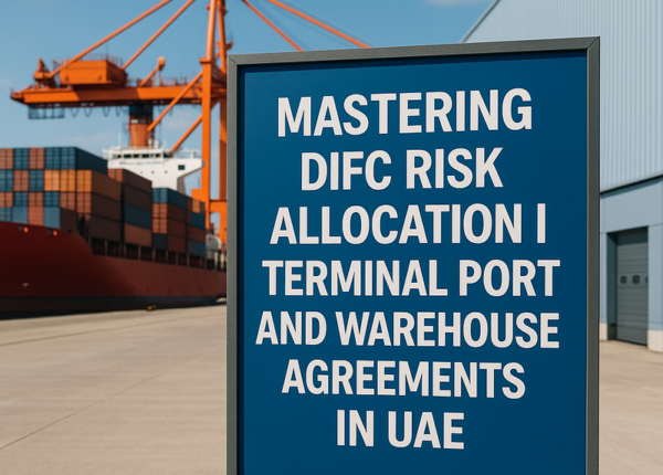 Legal consultant reviewing risk allocation clauses in a UAE port contract