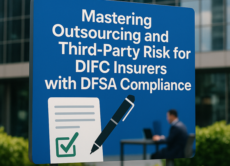 Legal compliance concept showing outsourcing risk management for DIFC insurers in UAE