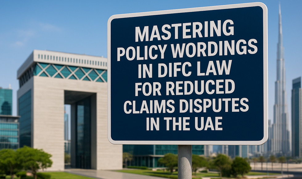 Legal consultant reviewing insurance policy wording under DIFC Law in the UAE.