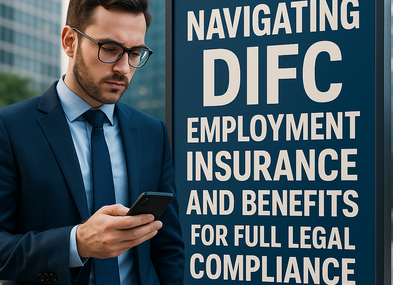 DIFC skyline with business professionals discussing legal compliance