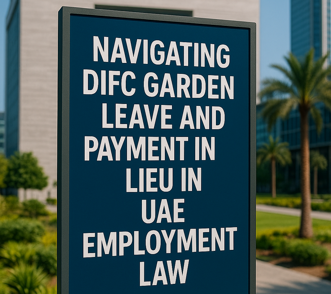 A consultant reviews DIFC employment documents on garden leave and payment in lieu