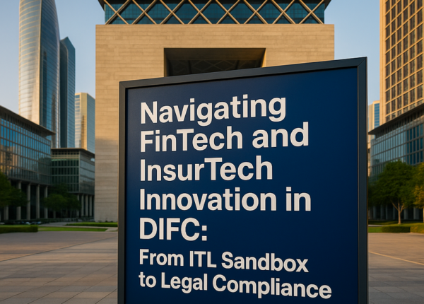 DIFC skyline with digital overlay representing FinTech innovation in the UAE