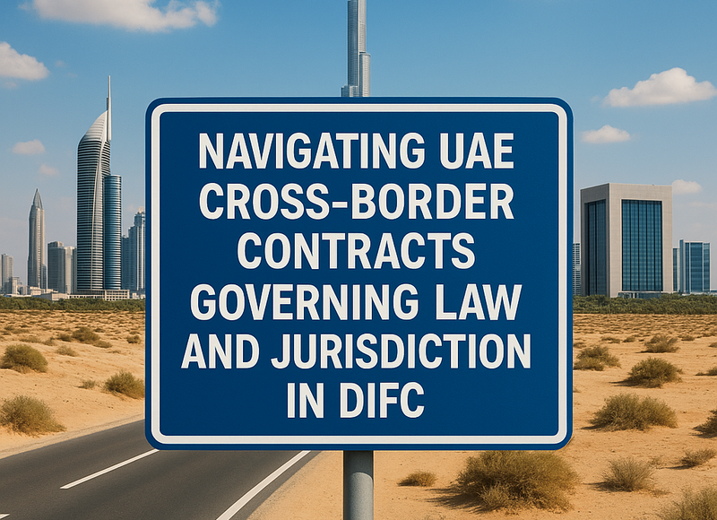 Diagram comparing DIFC and UAE courts for cross-border contract enforcement