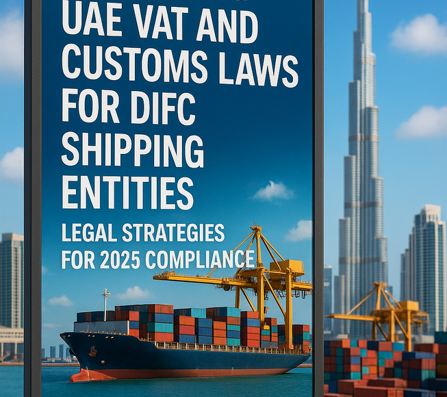 Infographic illustrating VAT and customs flows for DIFC shipping companies in the UAE